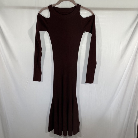 NWT ALL‎ SAINTS [ Small ] Yasmin Cold-Shoulder Sweater Dress in Red - Picture 6 of 12